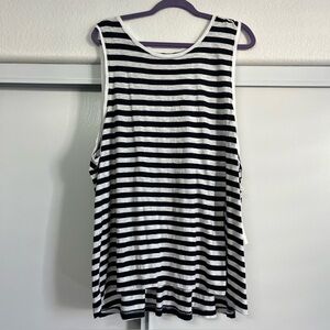 Caslon Tank Top Womens Navy White Striped Sleeveless Casual Size 3X NWT